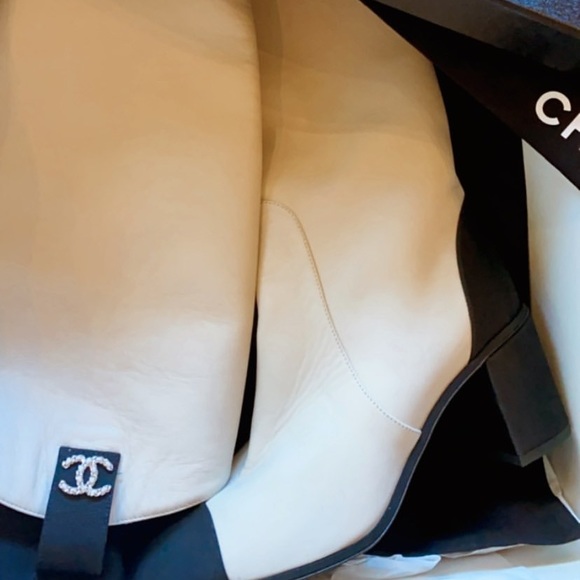 CHANEL Shoes - Tall Chanel Boots Black and White